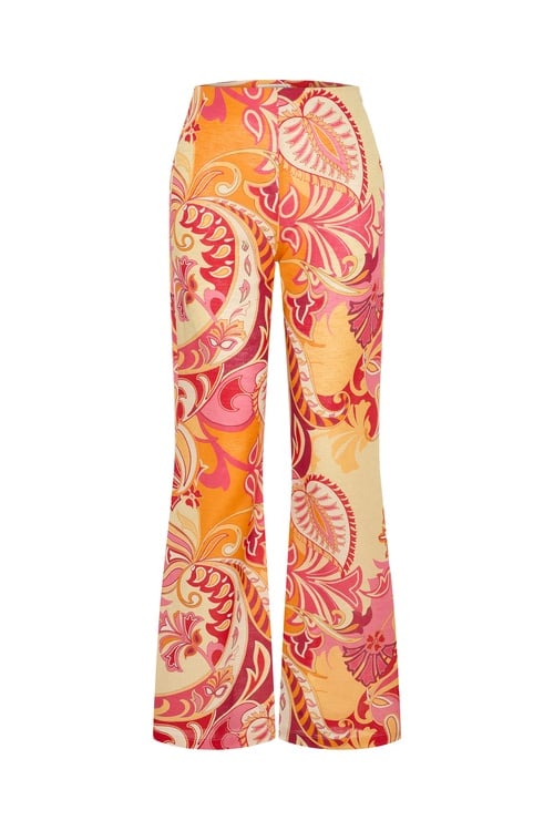 Kadın Pembe Straight Fit Baskılı Pantolon