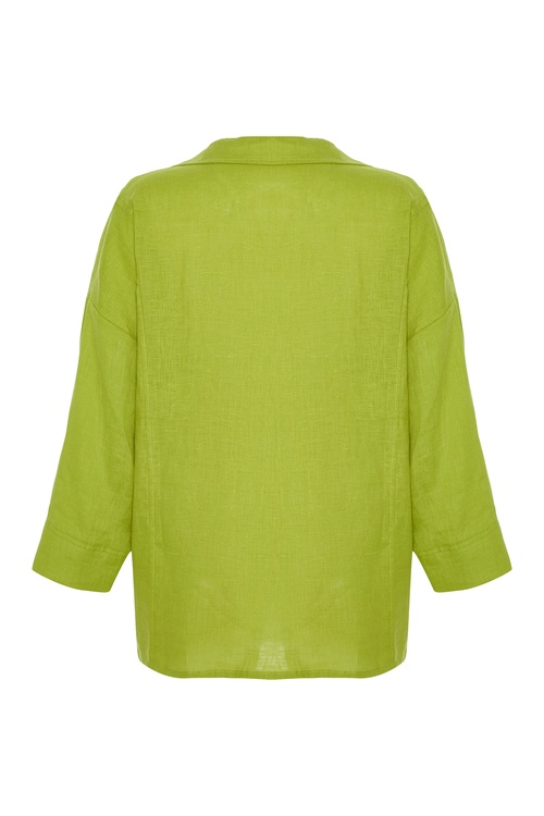  3/4 KOL OVERSIZE KETEN GÖMLEK