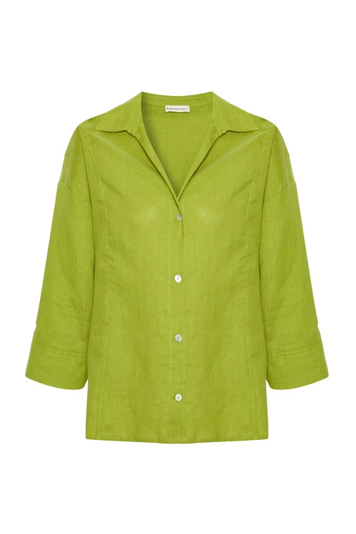  3/4 KOL OVERSIZE KETEN GÖMLEK