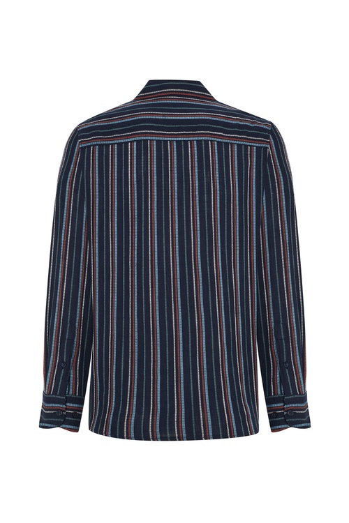  ÇİZGİLİ REGULAR FIT RESORT YAKA UZUN KOLLU GÖMLEK