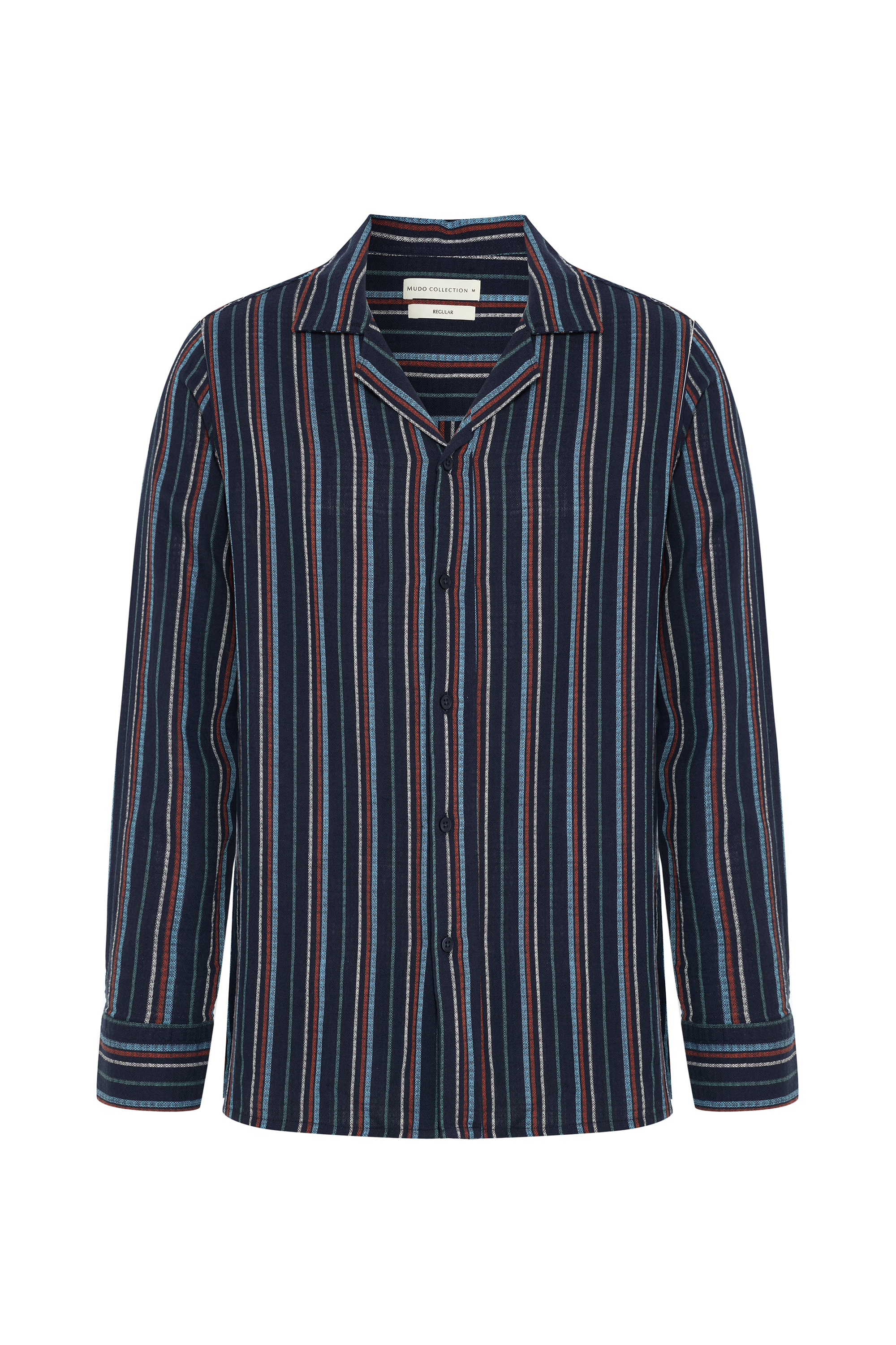 ÇİZGİLİ REGULAR FIT RESORT YAKA UZUN KOLLU GÖMLEK