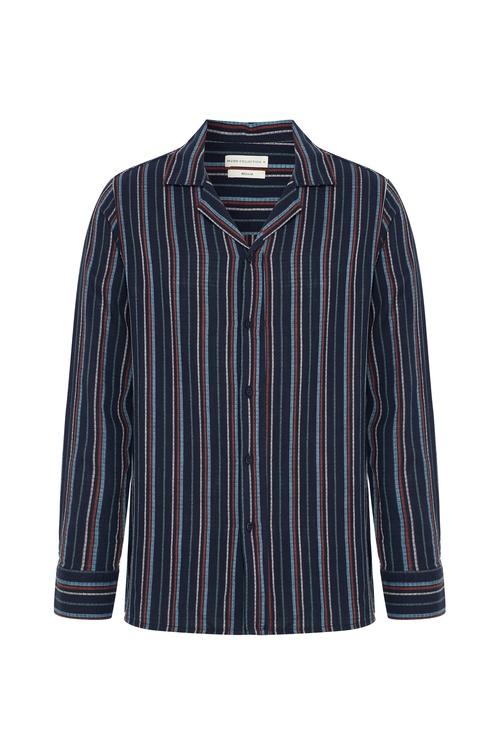  ÇİZGİLİ REGULAR FIT RESORT YAKA UZUN KOLLU GÖMLEK