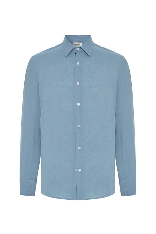  REGULAR FIT UZUN KOLLU KETEN GÖMLEK