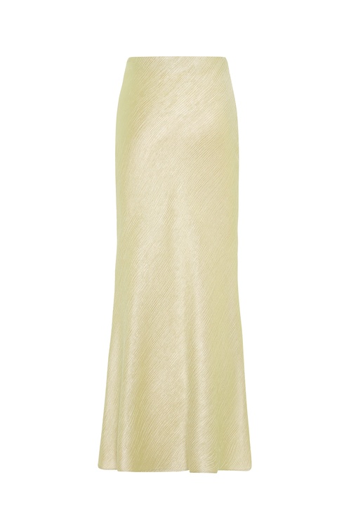  SATEN GÖRÜNÜMLÜ DOKULU MİDİ ETEK