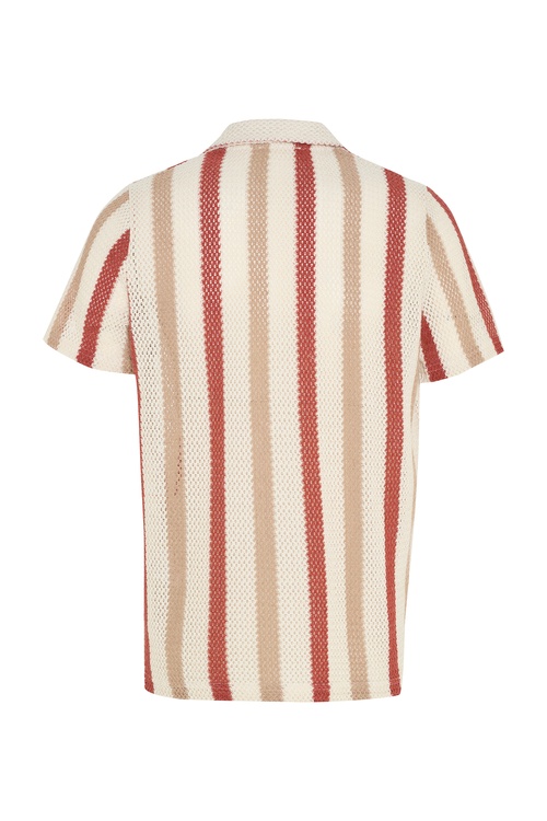  ÇİZGİLİ REGULAR FIT RESORT YAKA ÖRME GÖMLEK