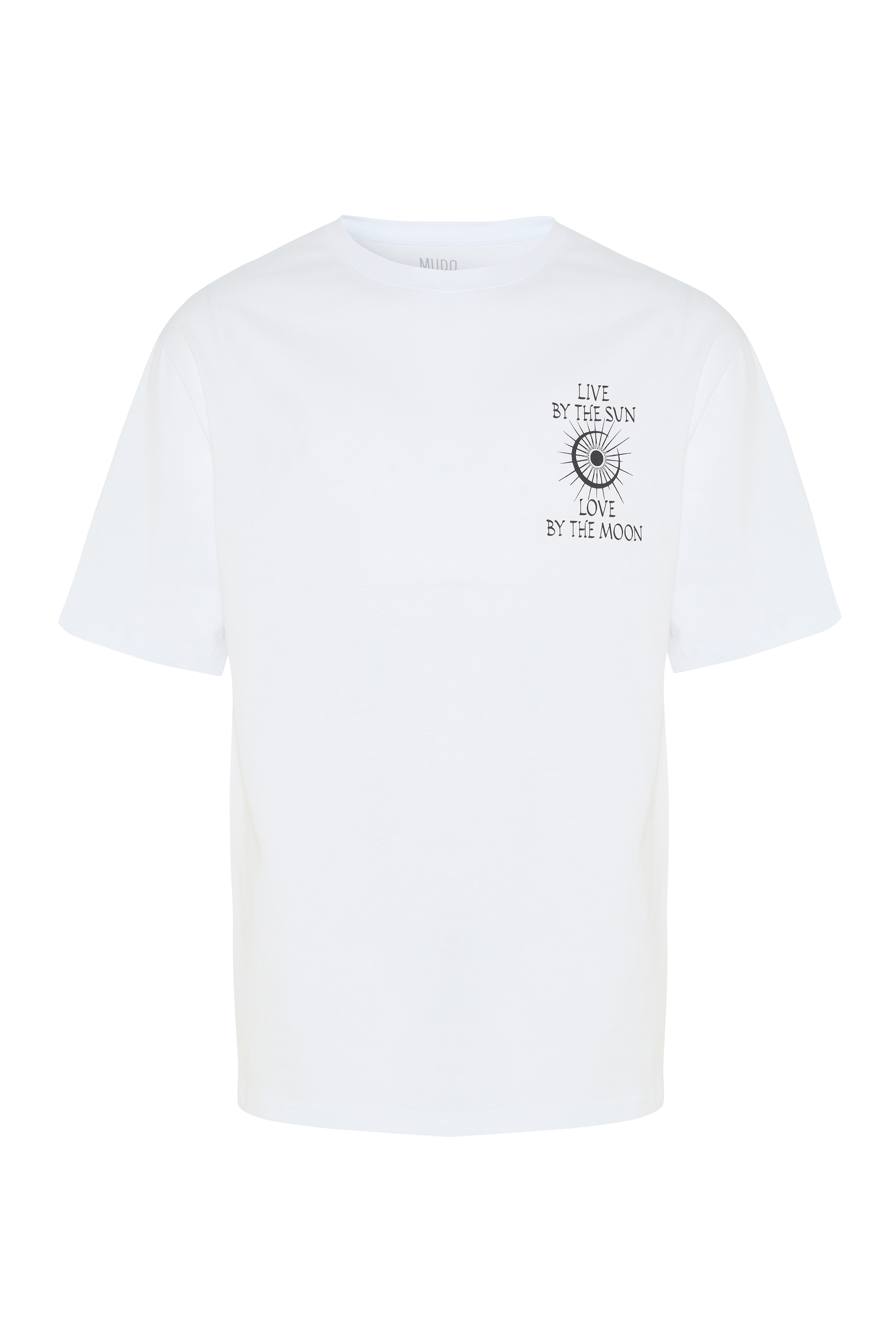 Erkek Beyaz Baskılı Oversize Bisiklet Yaka T-Shirt