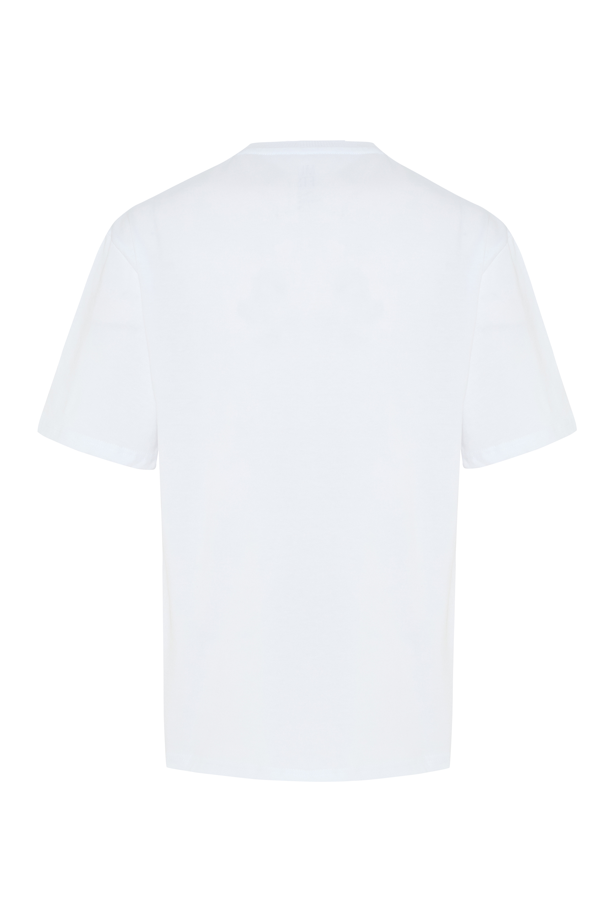 Erkek Beyaz Baskılı Oversize Bisiklet Yaka T-Shirt