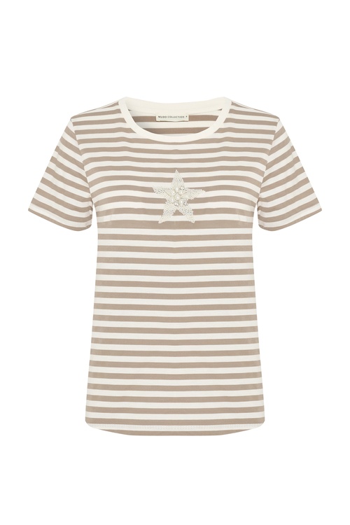  ÇİZGİLİ MARİN İŞLEMELİ BİSİKLET YAKA T-SHIRT