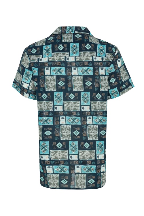  BASKILI REGULAR FIT RESORT YAKA KISA KOLLU GÖMLEK