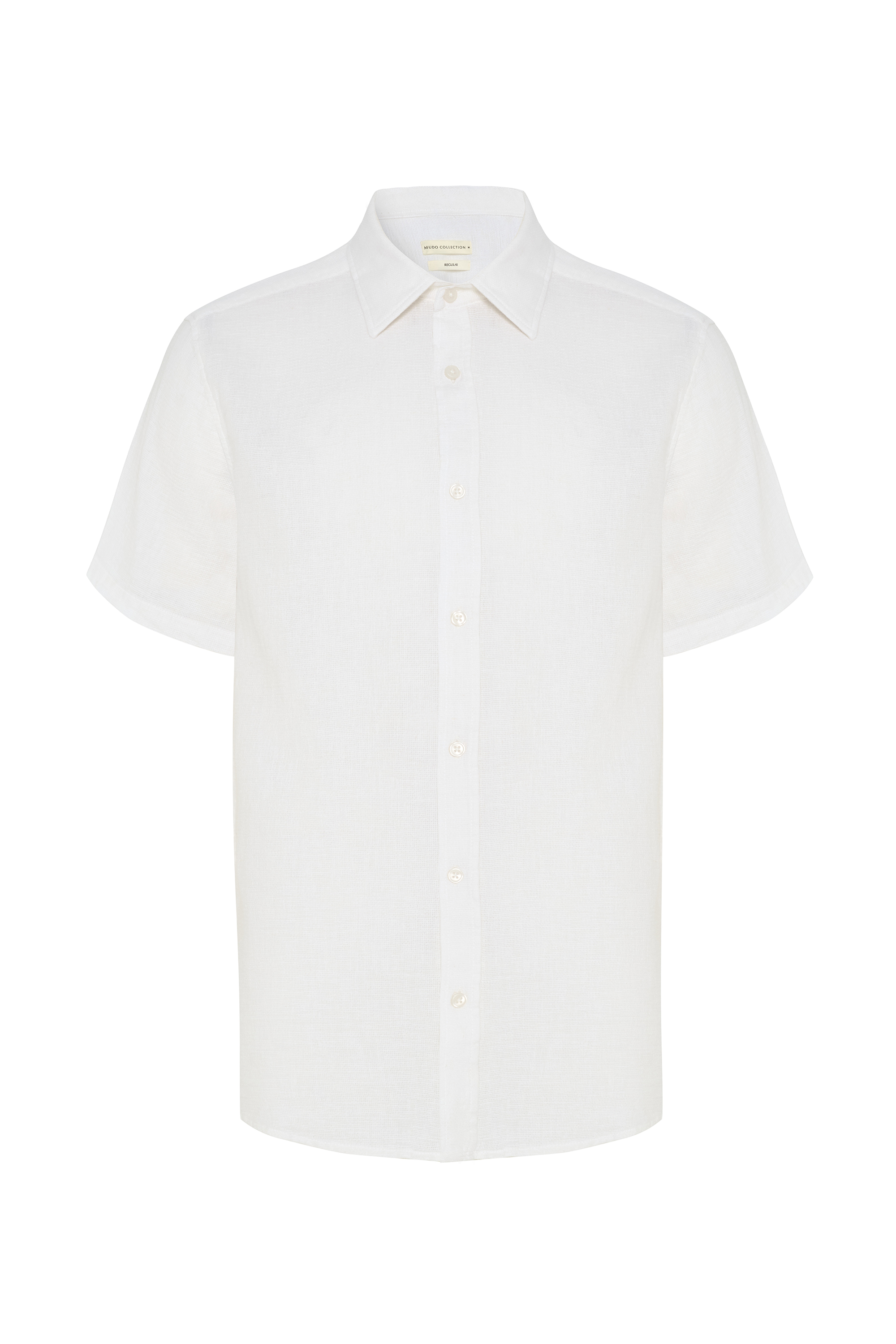 KETEN KARIŞIMLI REGULAR FIT KISA KOLLU GÖMLEK