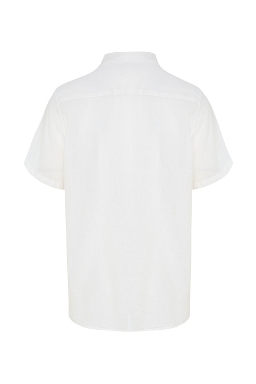  KETEN KARIŞIMLI REGULAR FIT KISA KOLLU GÖMLEK