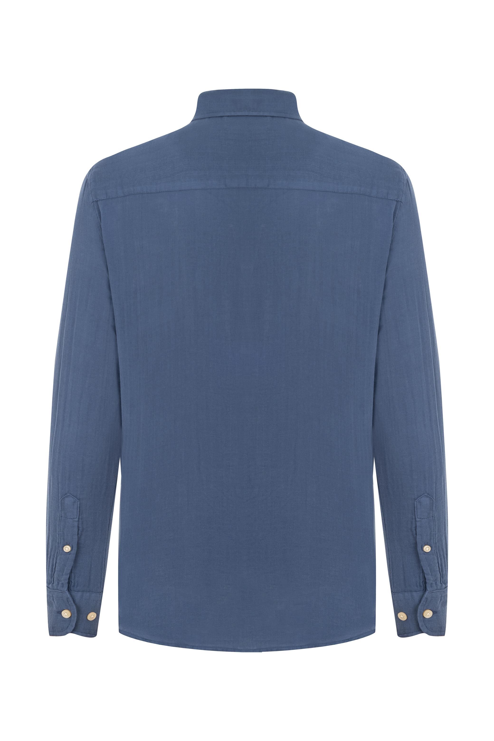 Erkek Mavi Regular Fit Pamuklu Gömlek