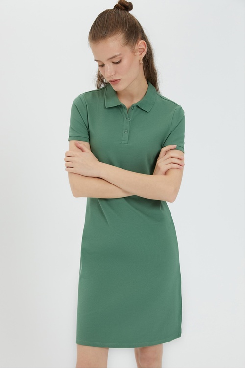  POLO YAKA MİNİ ÖRME ELBİSE