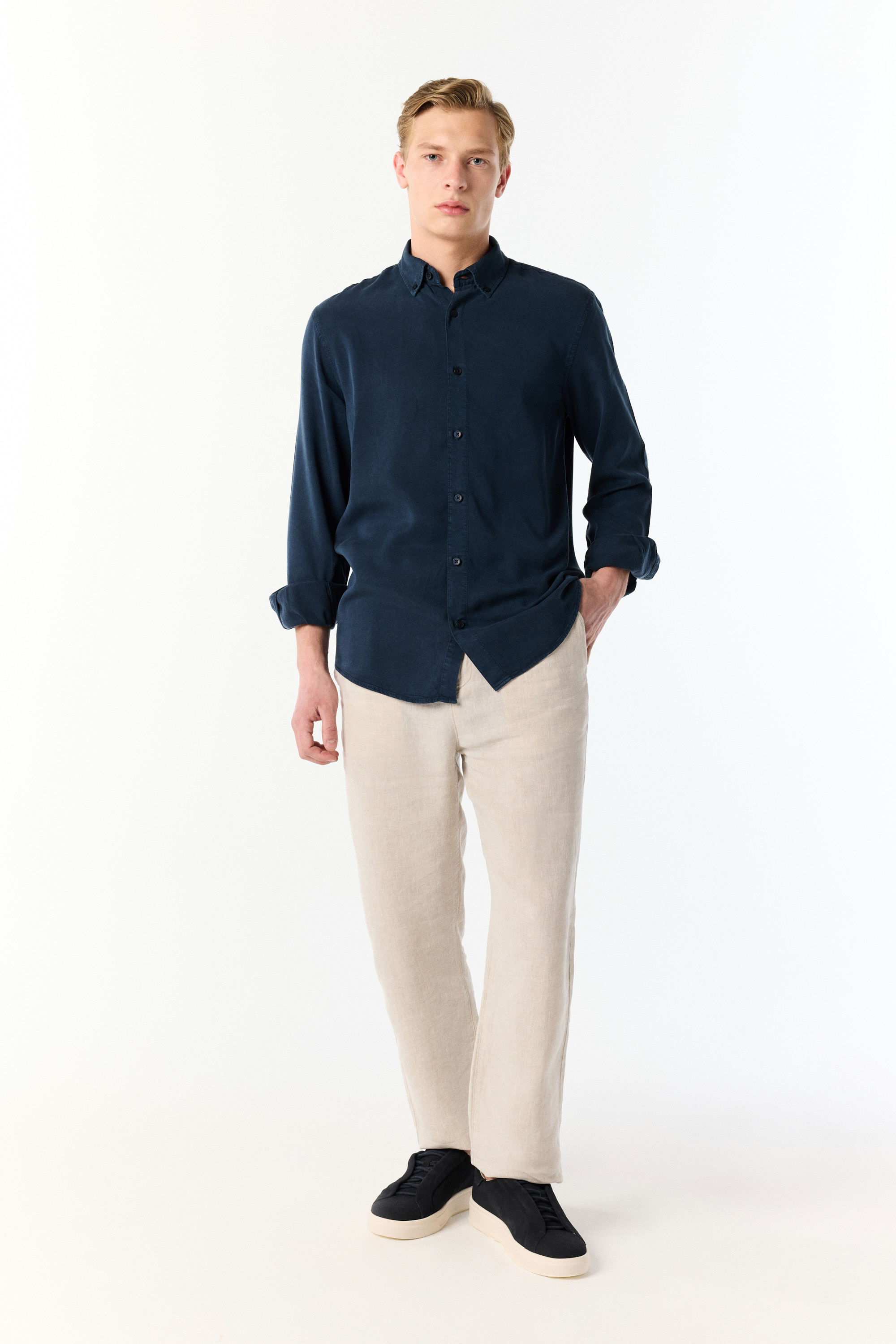 REGULAR FIT UZUN KOLLU TENSEL GÖMLEK