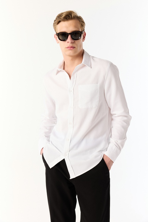 REGULAR FIT TEK CEPLİ UZUN KOLLU GÖMLEK