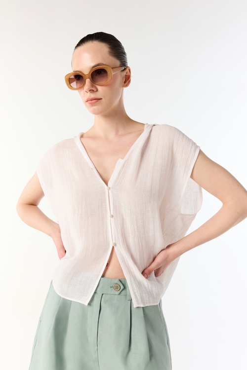  PİLELİ KISA KETEN ŞORT