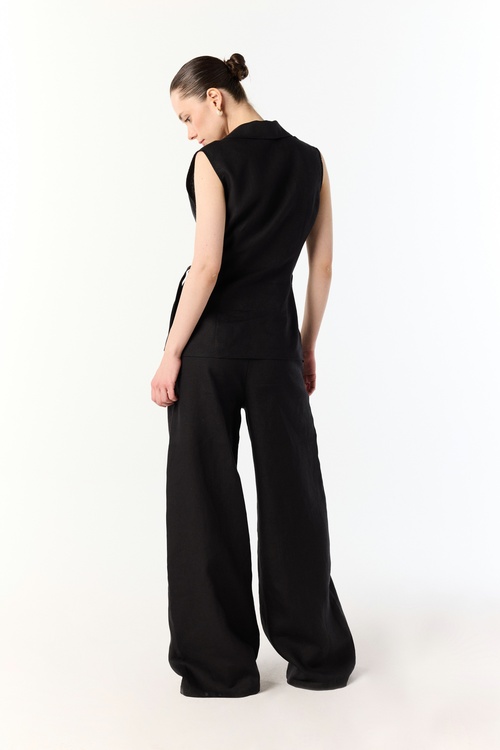  WIDE LEG DÜĞME DETAYLI KETEN PANTOLON