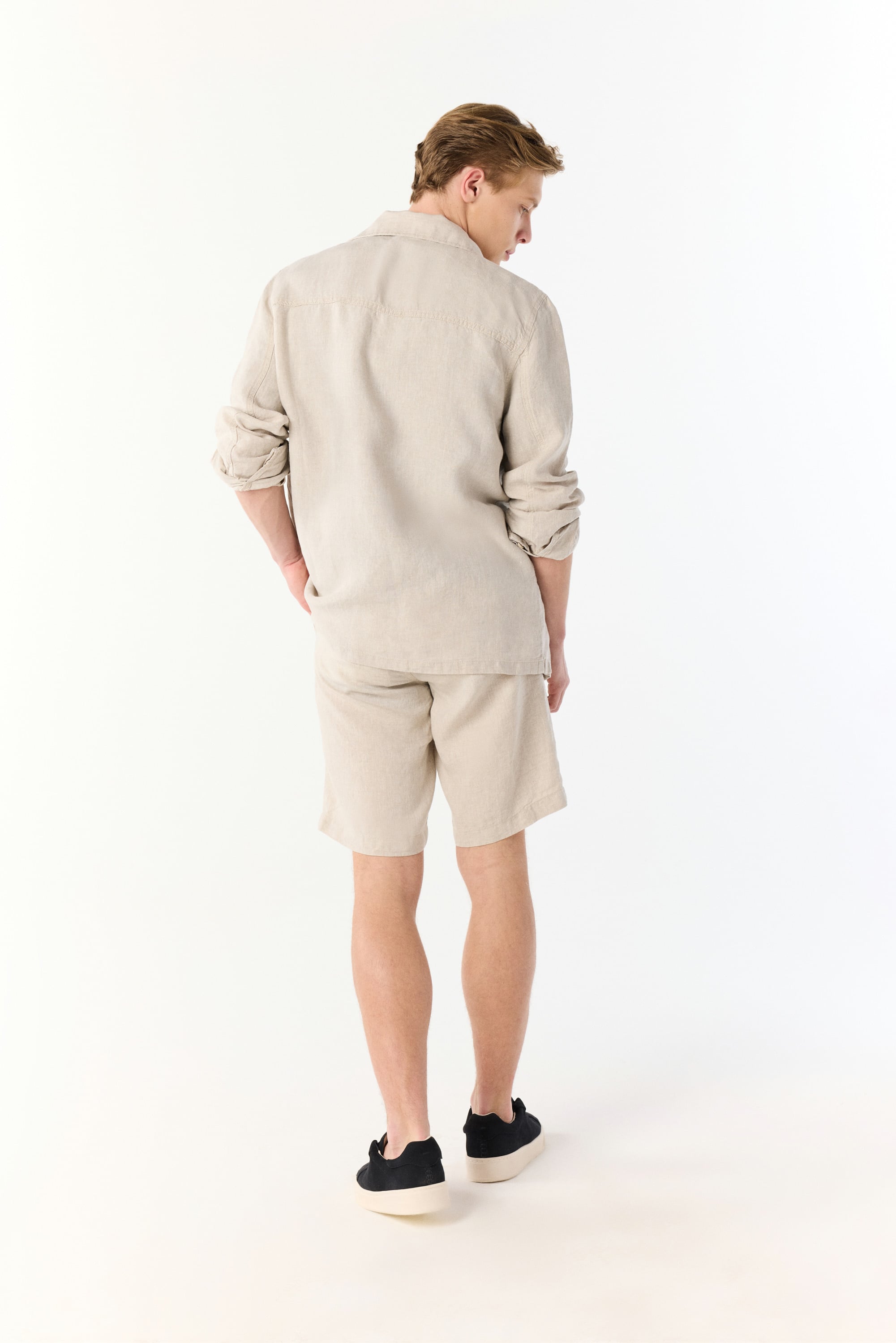 BELİ BAĞLAMALI KETEN ŞORT