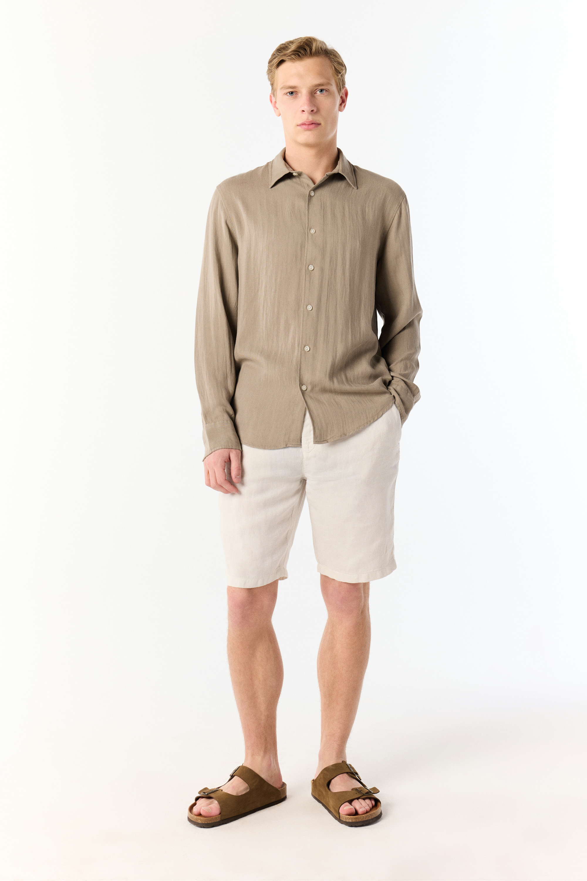 LİYOSEL KARIŞIMLI REGULAR FIT UZUN KOLLU GÖMLEK