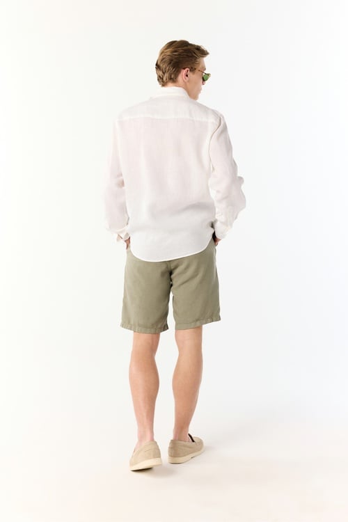 REGULAR FIT UZUN KOLLU KETEN GÖMLEK