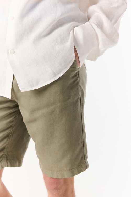 REGULAR FIT UZUN KOLLU KETEN GÖMLEK