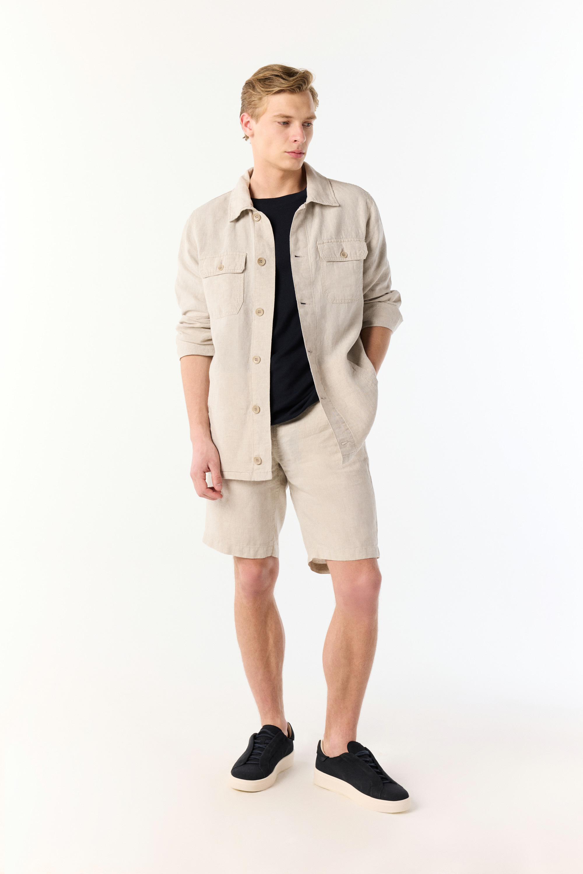 BELİ BAĞLAMALI KETEN ŞORT