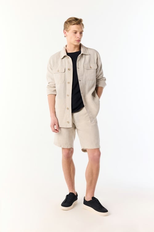  BELİ BAĞLAMALI KETEN ŞORT