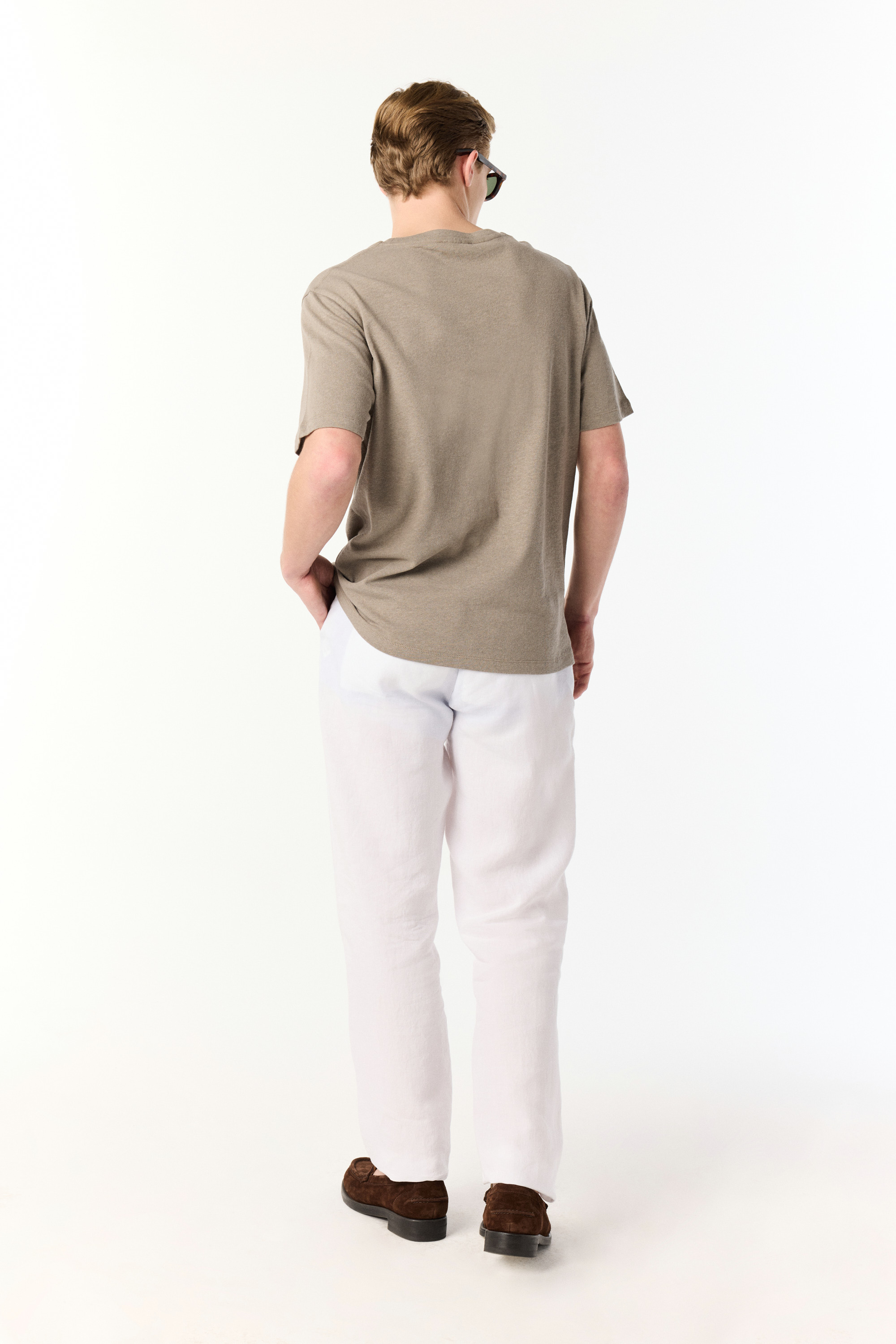 KETEN KARIŞIMLI BİSİKLET YAKA T-SHIRT