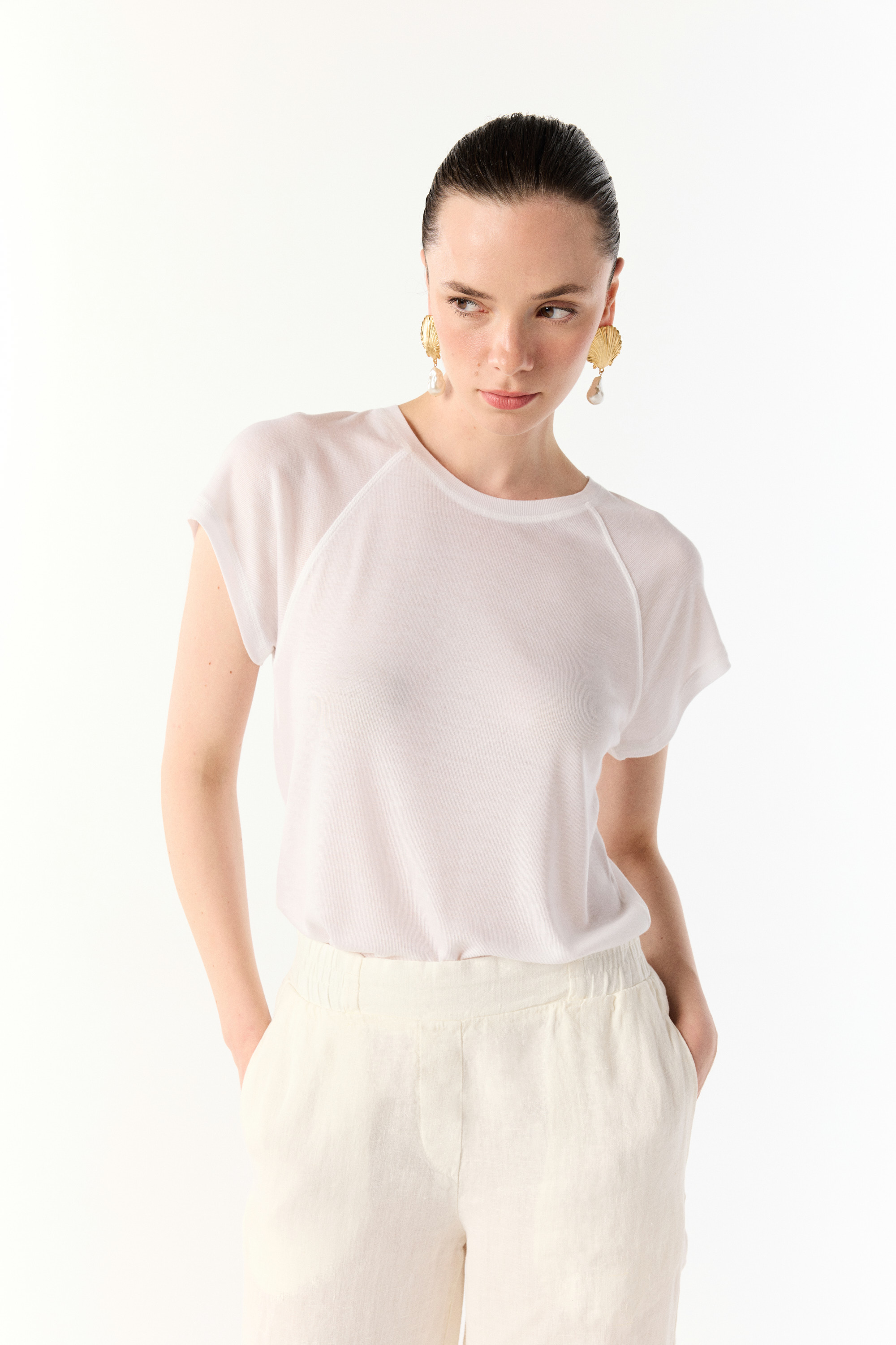 BİSİKLET YAKA LİYOSEL T-SHIRT