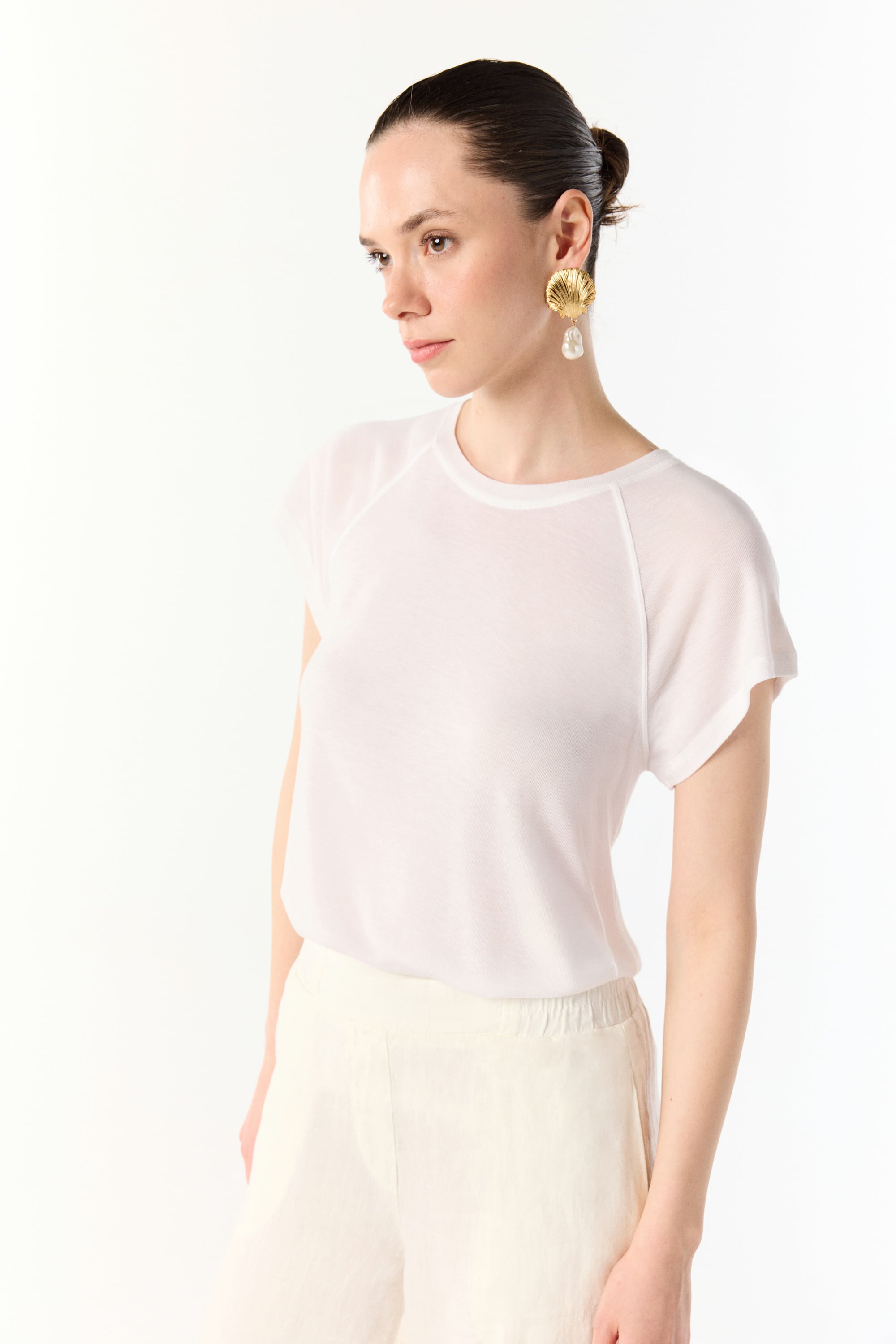 BİSİKLET YAKA LİYOSEL T-SHIRT