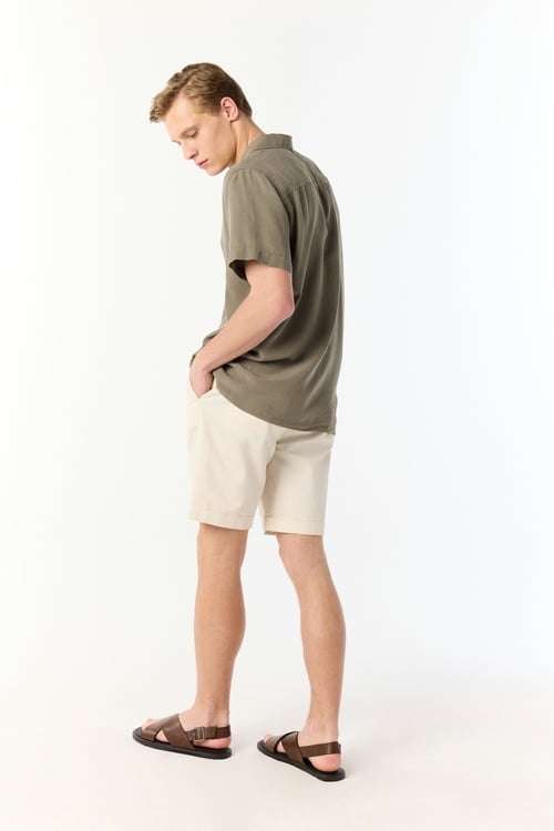  REGULAR FIT RESORT YAKA KISA KOLLU LİYOSEL GÖMLEK