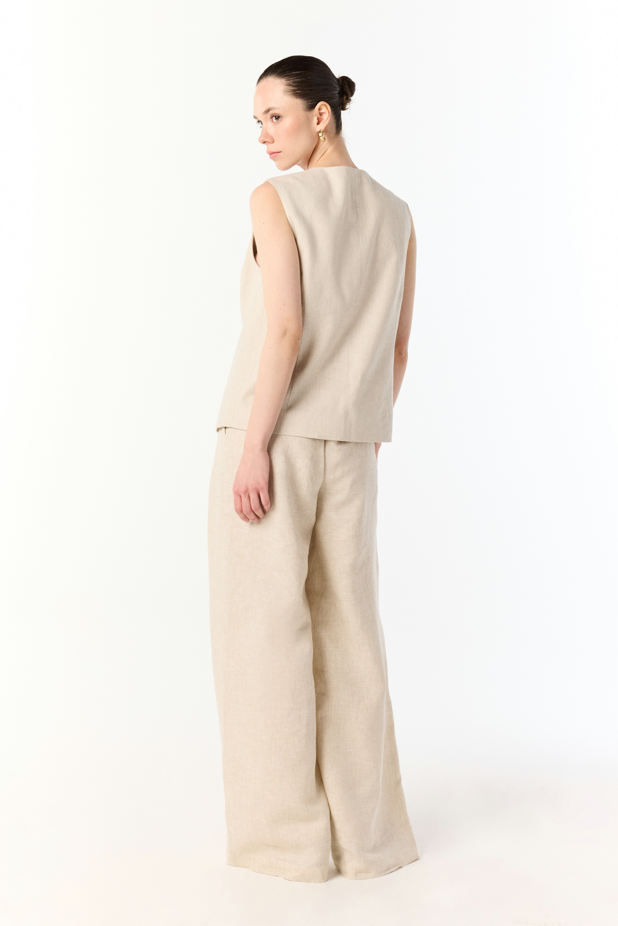 PİLE DETAYLI KETEN KARIŞIMLI PANTOLON