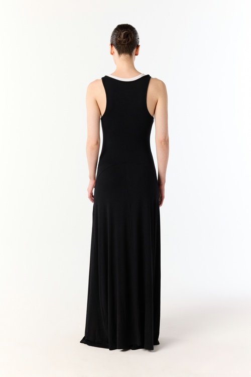  U YAKA KOLSUZ MODAL UZUN ELBİSE