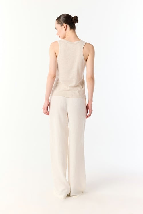  KETEN KARIŞIMLI AÇIK DÜĞMELİ YAKA ATLET