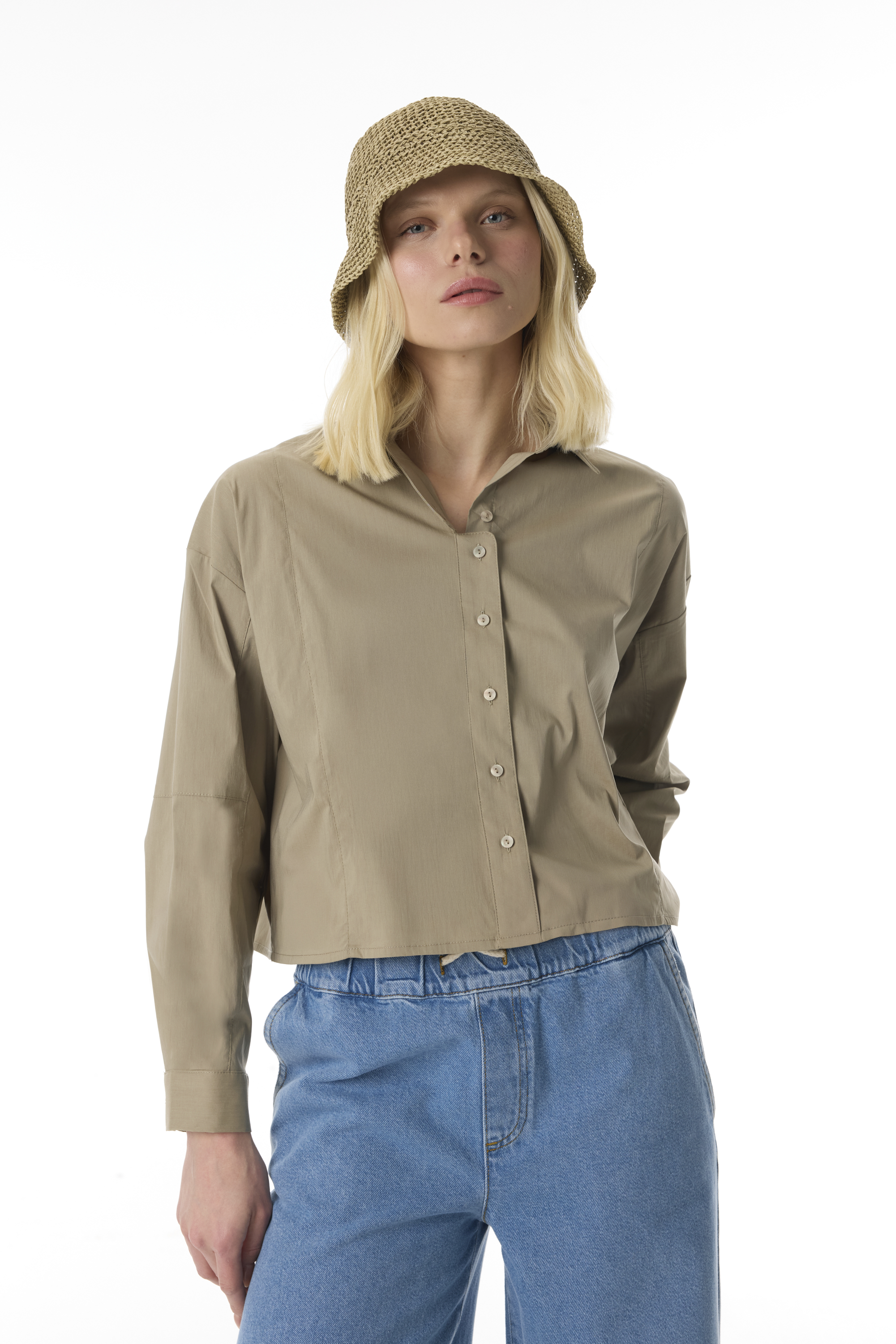 UZUN KOLLU CROP GÖMLEK