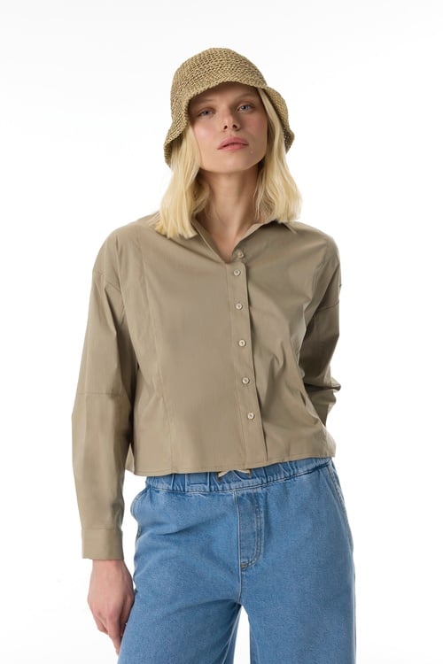  UZUN KOLLU CROP GÖMLEK