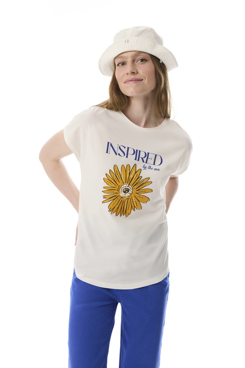  BASKILI DÜŞÜK KOL T-SHIRT