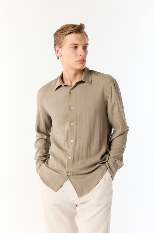  LİYOSEL KARIŞIMLI REGULAR FIT UZUN KOLLU GÖMLEK