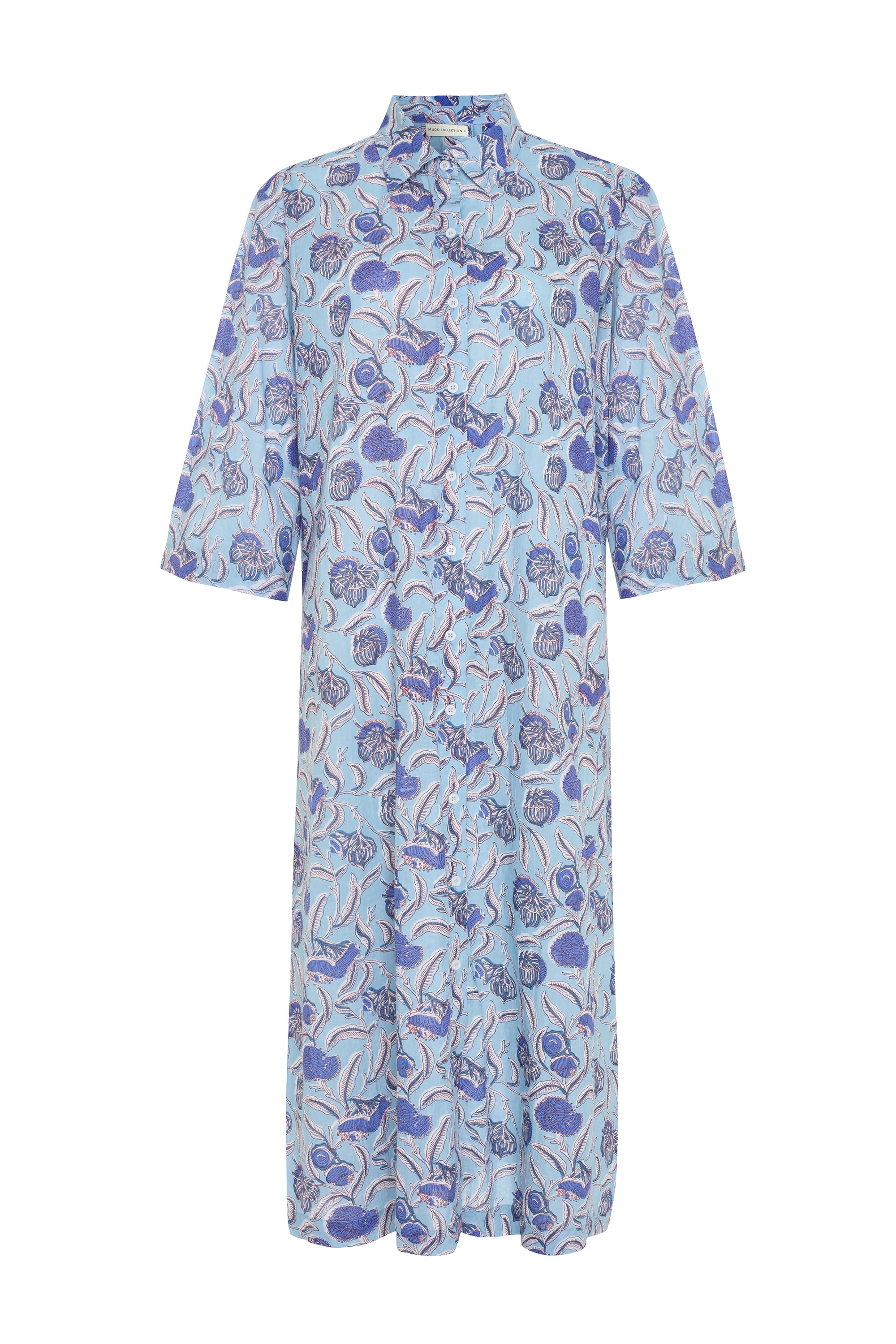 ETNİK BASKILI MİDİ GÖMLEK ELBİSE