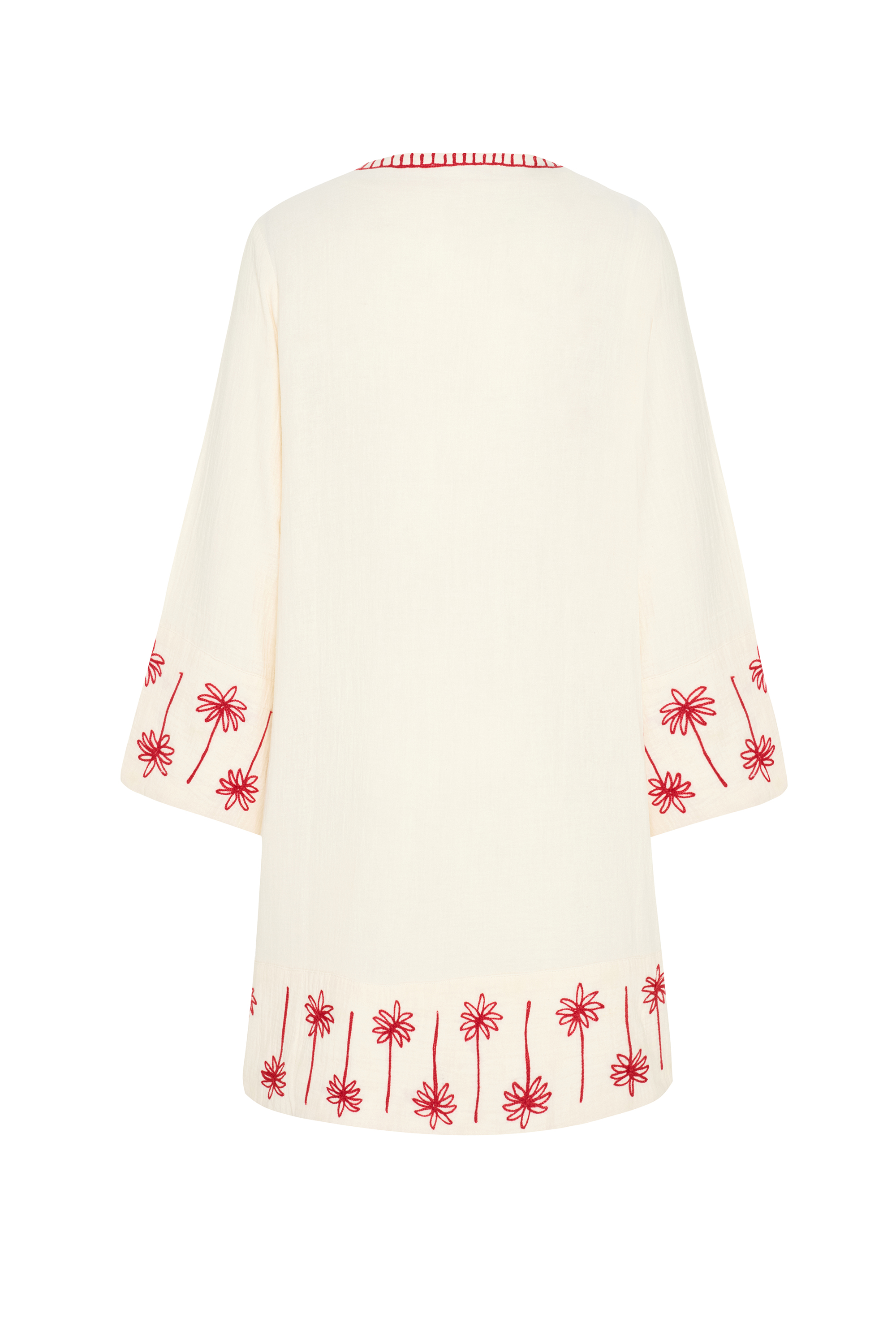 YAKASI BAĞLAMALI NAKIŞLI MİNİ ELBİSE