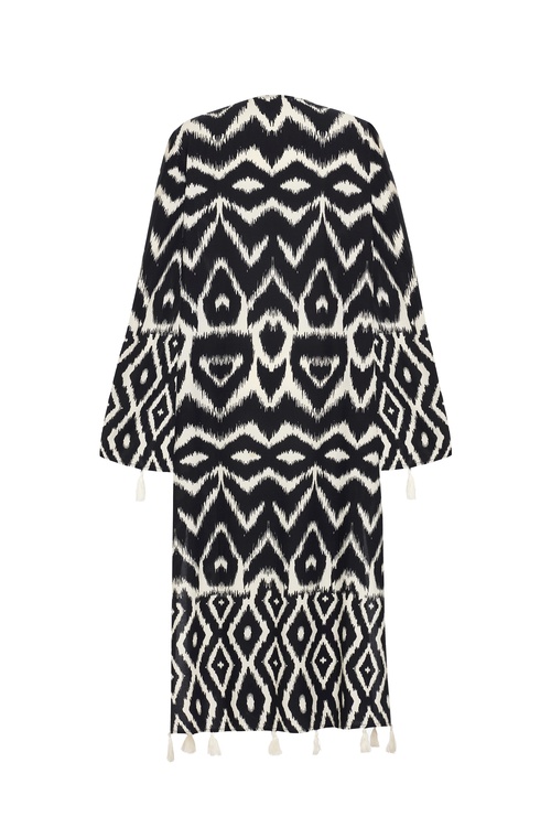  ETNİK BASKILI UZUN KİMONO