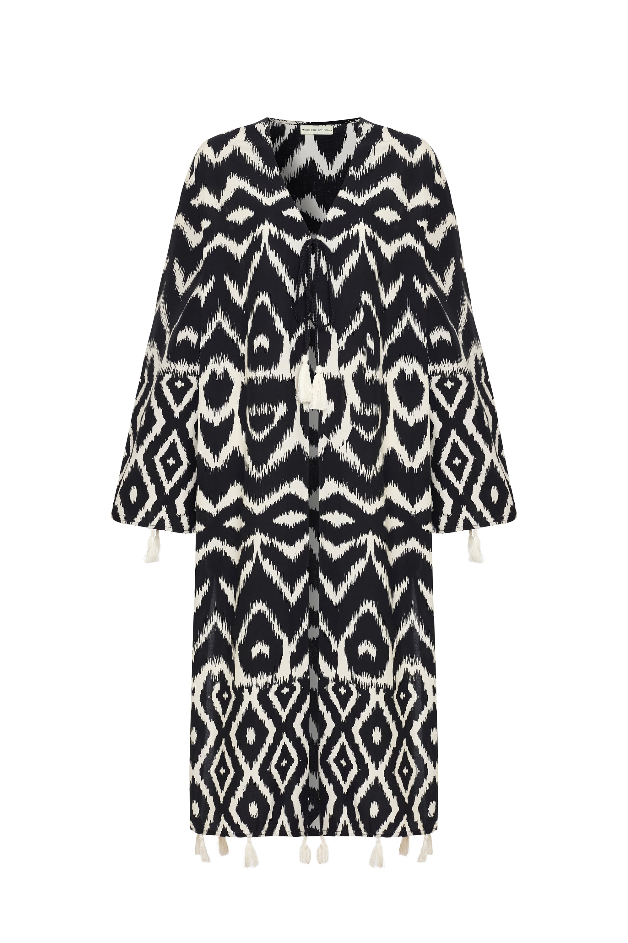 ETNİK BASKILI UZUN KİMONO