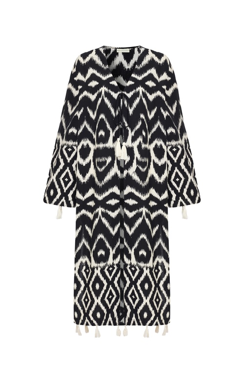  ETNİK BASKILI UZUN KİMONO