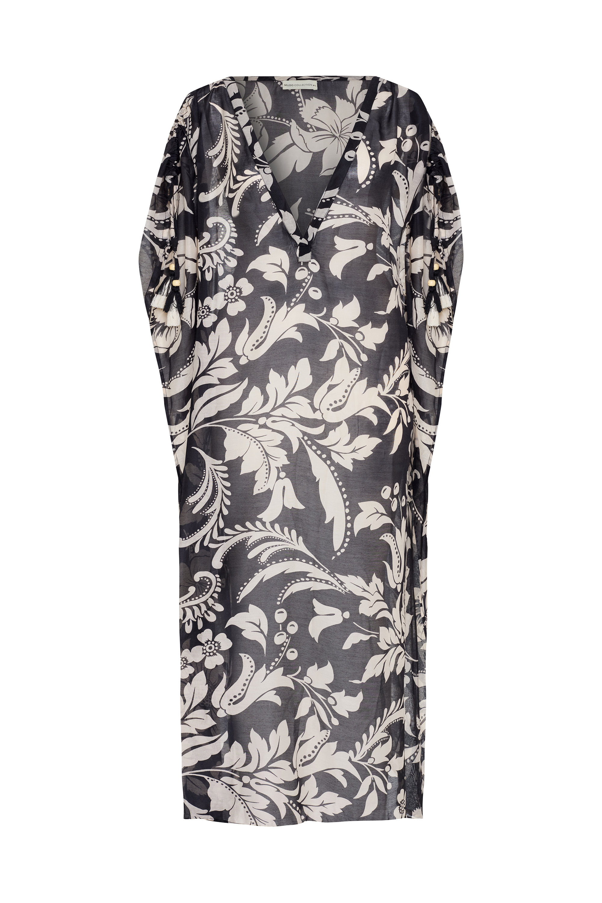 BASKILI KOL DETAYLI OVERSIZE UZUN ELBİSE