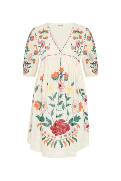  ETNİK NAKIŞLI A FORM MİNİ ELBİSE