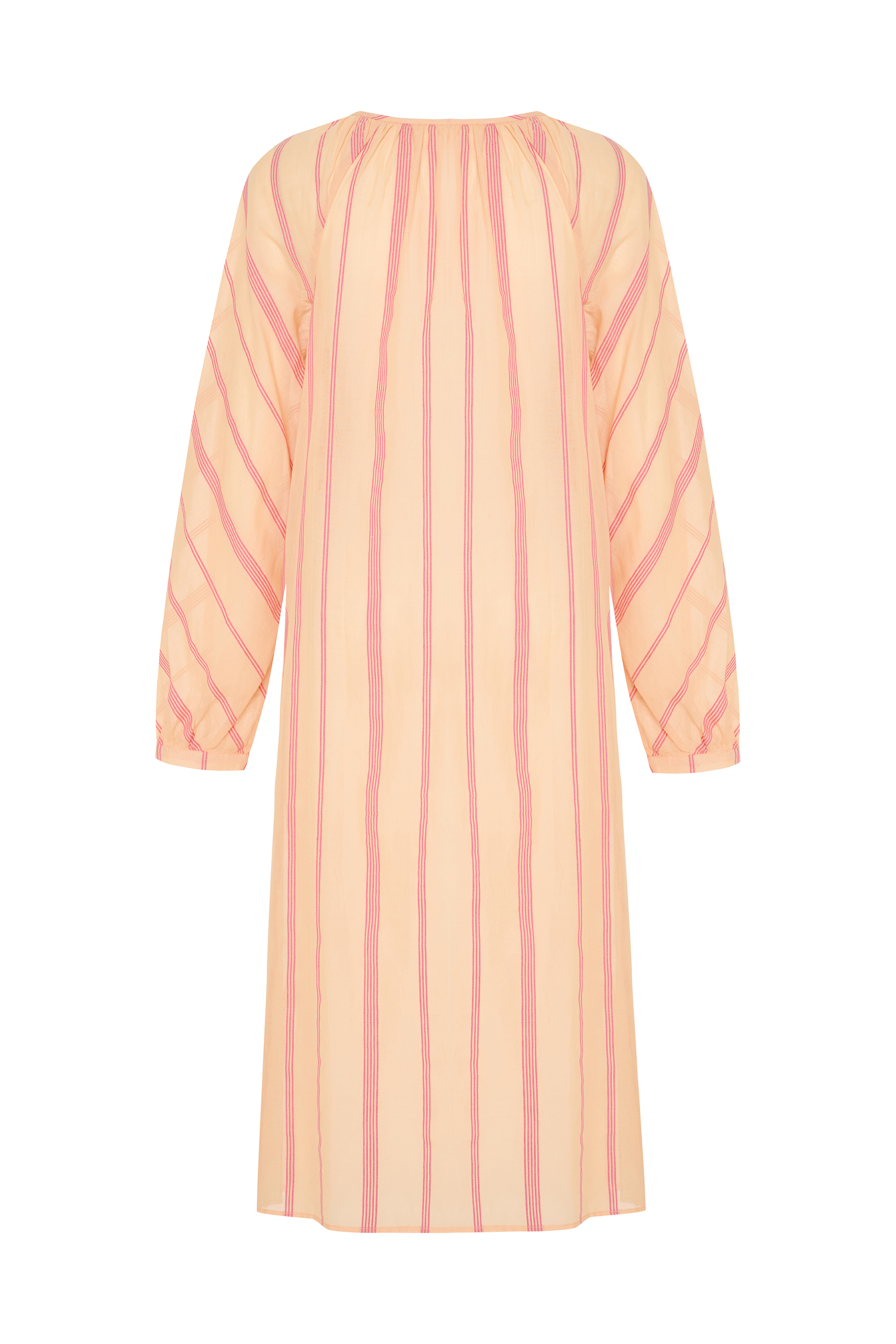 BAĞLAMA DETAYLI ÇİZGİLİ MİDİ KİMONO