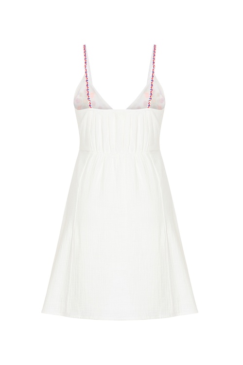  NAKIŞLI ASKILI A FORM MİNİ ELBİSE