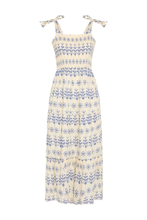  ETNİK BASKILI ASKILI KLOŞ UZUN ELBİSE