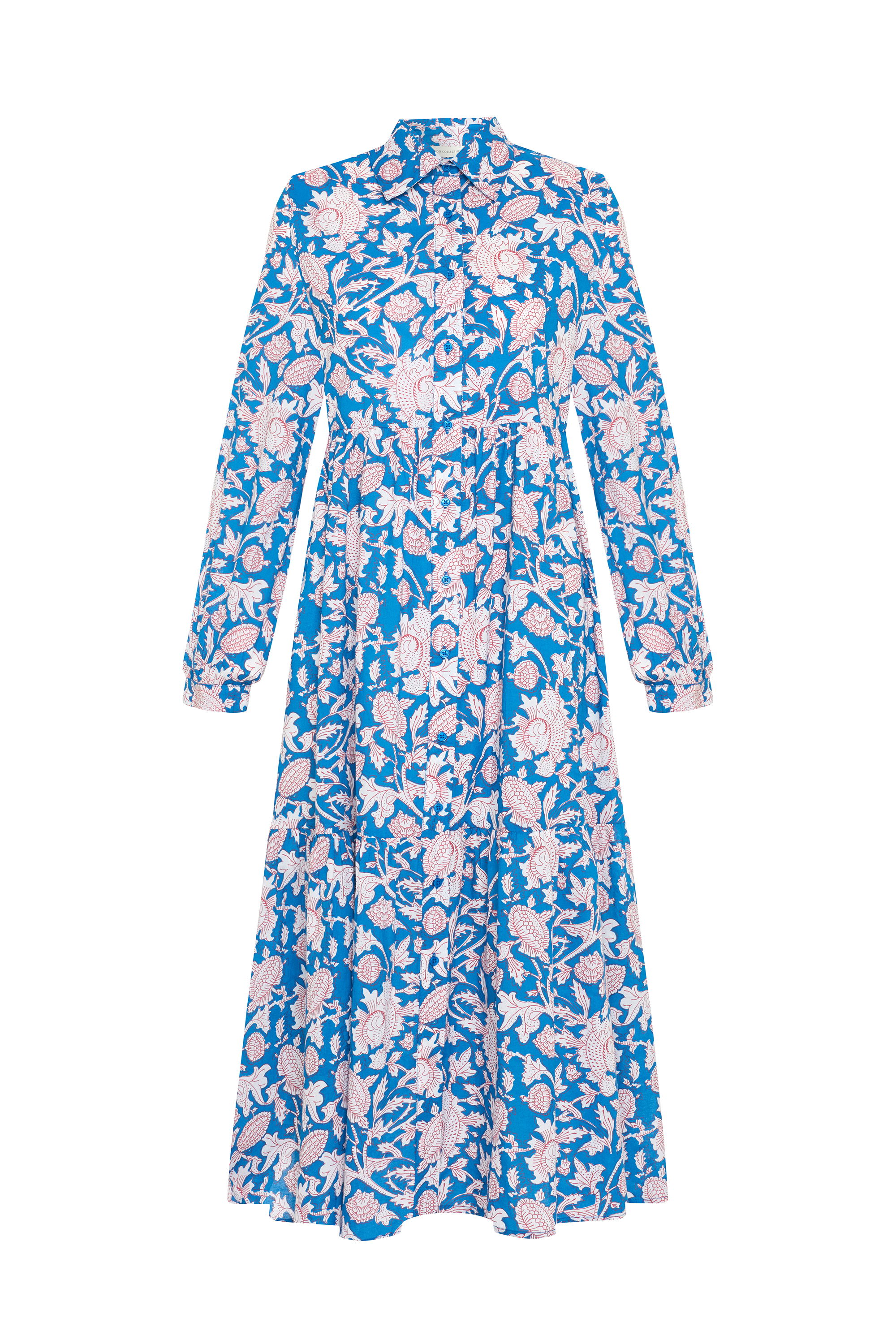 ÇİÇEK BASKILI A FORM UZUN GÖMLEK ELBİSE