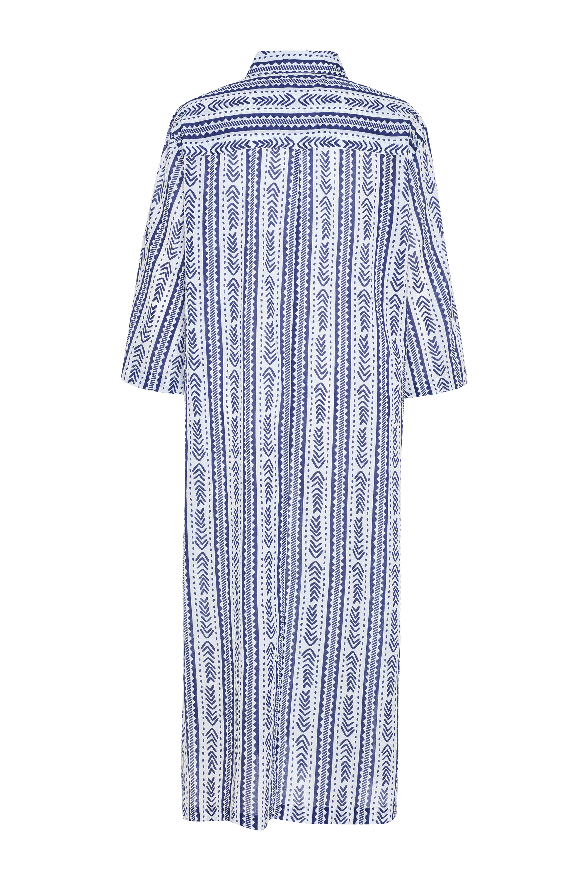 MARİN BASKILI MİDİ GÖMLEK ELBİSE